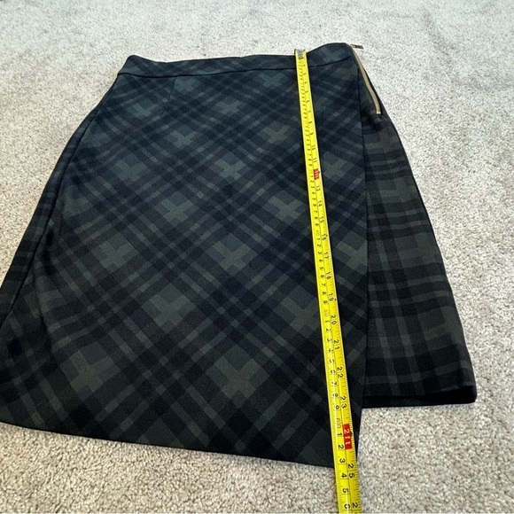PREMISE Studio black green plaid check asymmetrical side zipper pencil skirt Sz4 - Picture 10 of 13